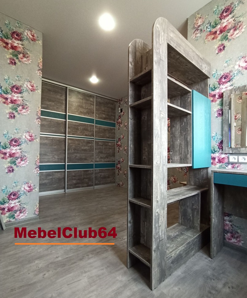 картинка Мебель в спальню: встроенный шкаф; стеллаж; туалетный столик (Заказ № 4 от 05.01.2020) от сети мебельных салонов MebelClub